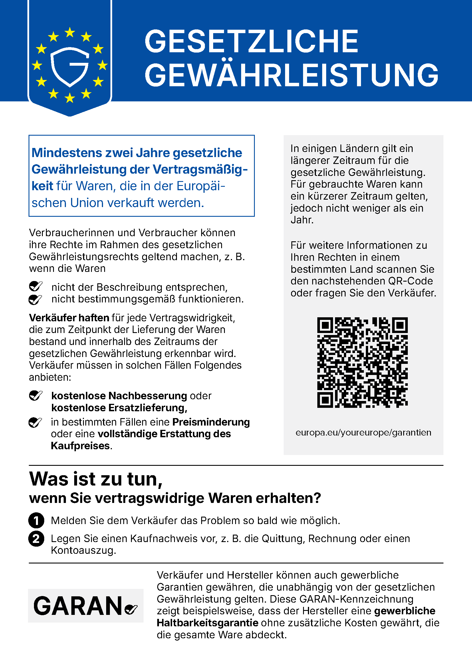 Offizielles EU-Gewährleistungslabel